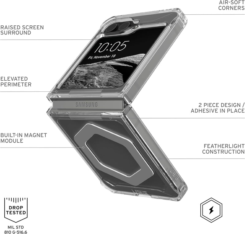 UAG Samsung Galaxy Z Flip 6 Plyo Pro Ice/Silver  [A] - كفر سامسونج  - حماية عالية - ماغ سيف