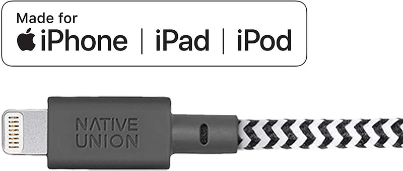 Native Union Belt Cable XL - USB A to Lightning 3M - Zebra [V] - سلك شحن ايفون - نيتف يونيون - مقاوم للقطع - 3متر - كفالة 12 شهر