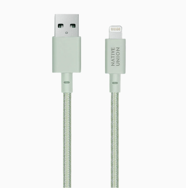 Native Union Belt Cable XL - USB A to Lightning 3M - Sage [V] - سلك شحن ايفون - نيتف يونيون - مقاوم للقطع - 3متر - كفالة 12 شهر