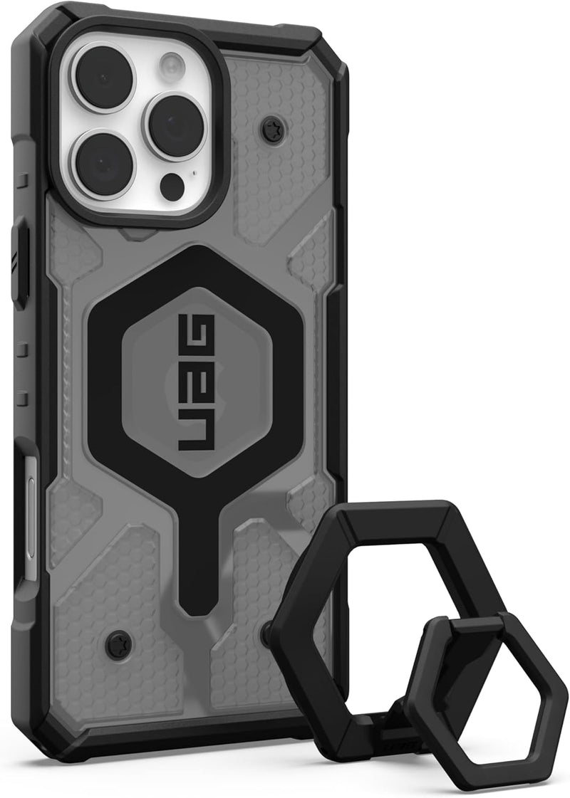 UAG iPhone Magsafe Pathfinder Clear Case for iPhone 16 Pro/16 Pro MAX - Case - Ash / Black Stand [V] - كفر حماية عالية + ستاند بالطول و العرض - ماغ سيف