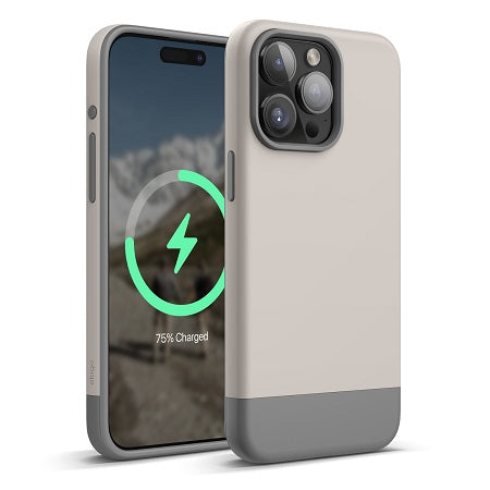 Elago iPhone 15 Pro 15 Pro Max Magsafe Glide Case - Stone / Medium Gray [V] كفر ايفون 15برو/15برو ماكس  مع ماجسيف