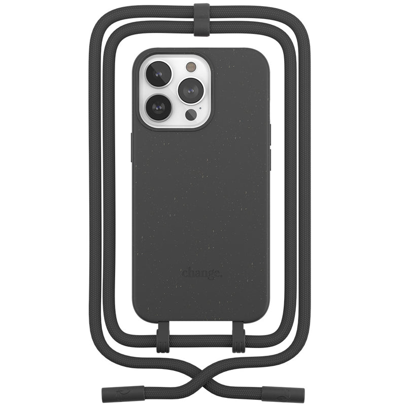 Woodcessories iPhone 14 Change Case - Black [V] -  كفر حماية عالية - مع خيط علاقة