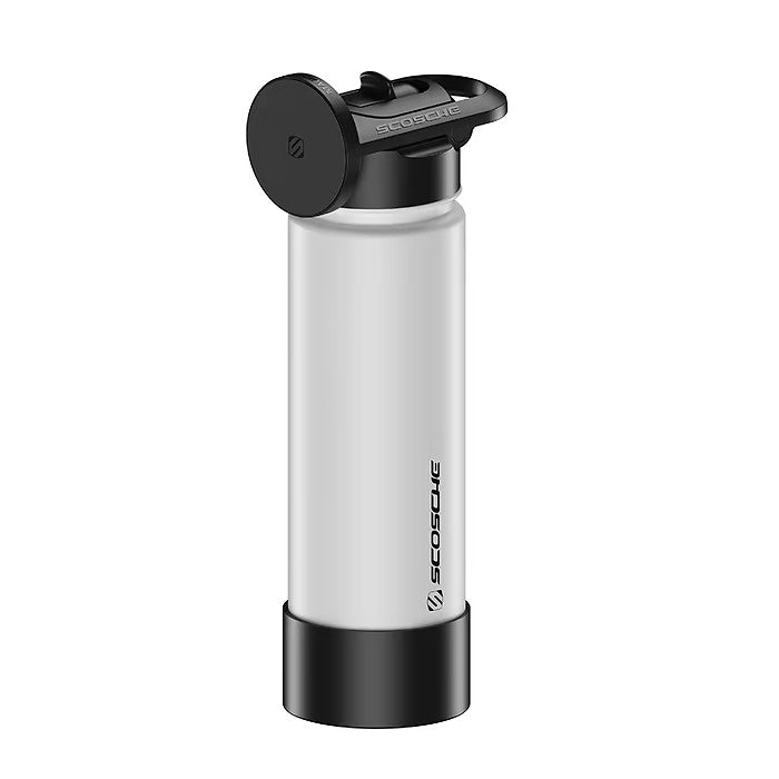 Steel Insulated Water Bottle with Magnetic Cell Phone Holder and Tripod Phone Mount Stand Compatible w/ MagSafe - White [V] - مطارة حافظة للحرارة - ستاند ماغ سيف - سكوشي