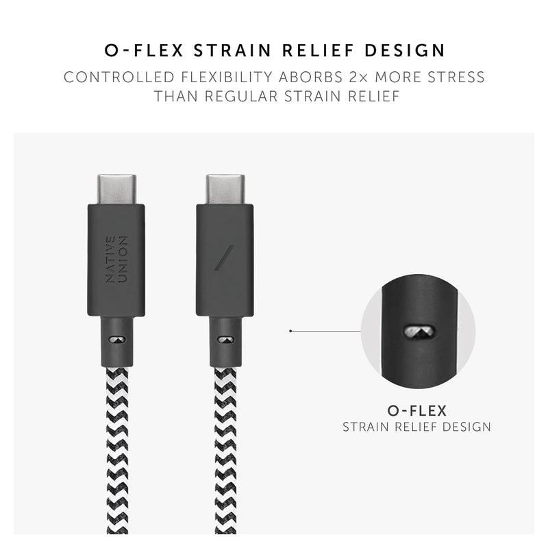 Native Union Cable-C To C 3M Anchor - Zebra - سلك شحن تايب سي - نيتف يونيون - مقاوم للقطع - 3 متر - كفالة 12 شهر