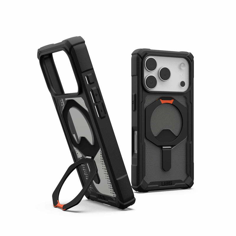 UAG iPhone 17 Pro/ 17 Pro Max Plasma XTE Magsafe Case - Black/Pop Orange [V] - كفر حماية عالية - ايفون 17 برو / 17 بروماكس - ستاند بالطول والعرض - ماغ سيف