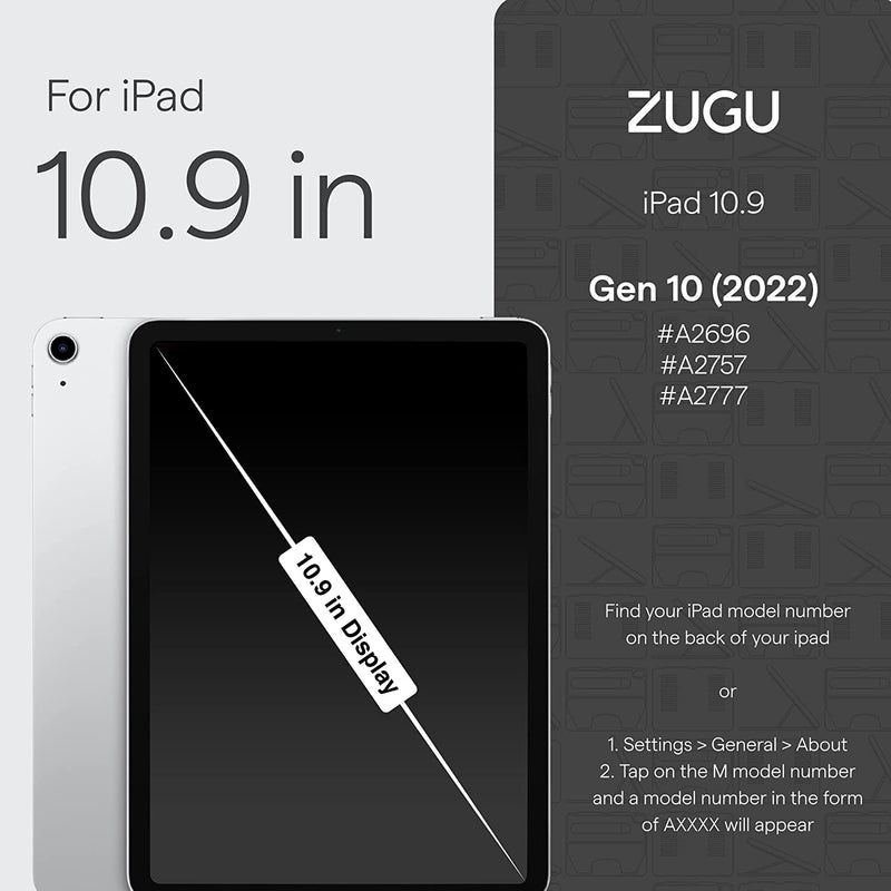 Zugu iPad 10.9 (10th Gen) Case - Black [V] - كفر ايباد حماية عاليه