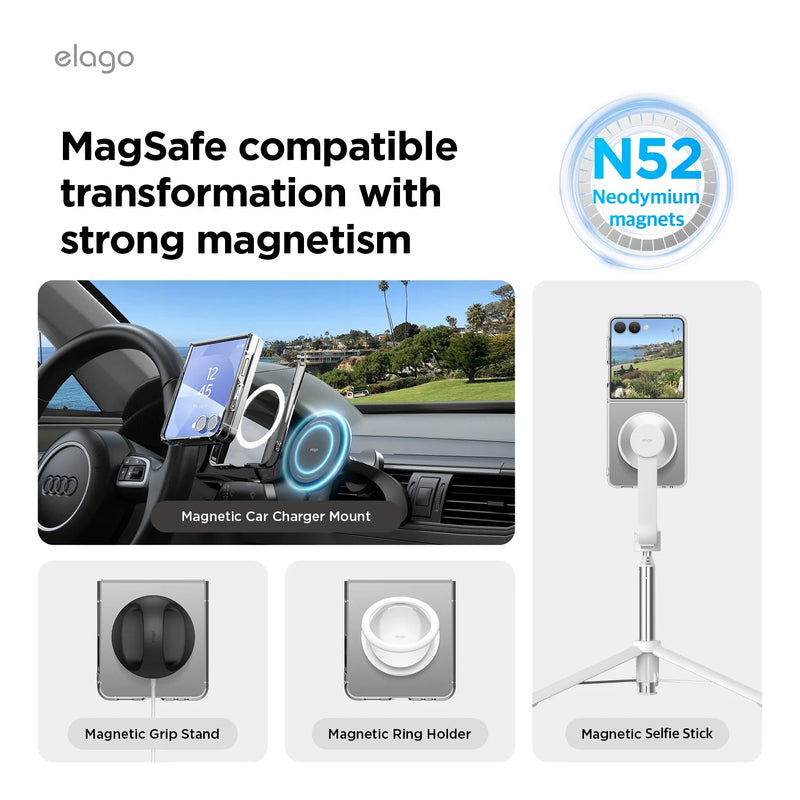 Elago Samsung Galaxy Z Flip 7 Magnetic PC Clear Case [V] - كفر سامسونج  - حماية عالية - ماغ سيف - شفاف