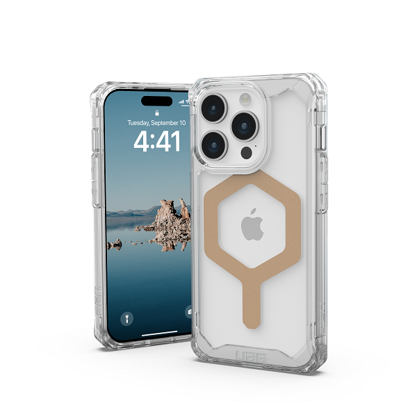 UAG iPhone 15 Pro Max Plyo Magsafe Case -Ice / Gold [V] كفر حماية عالية - ماغ سيف