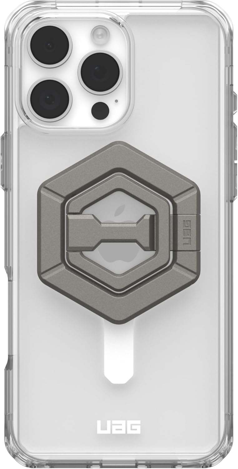 UAG Plyo MagSafe Bundle Case for iPhone 16 Pro/16 Pro MAX - Ice White/Titanium Stand [V] - كفر حماية عالية + ستاند بالطول و العرض - ماغ سيف