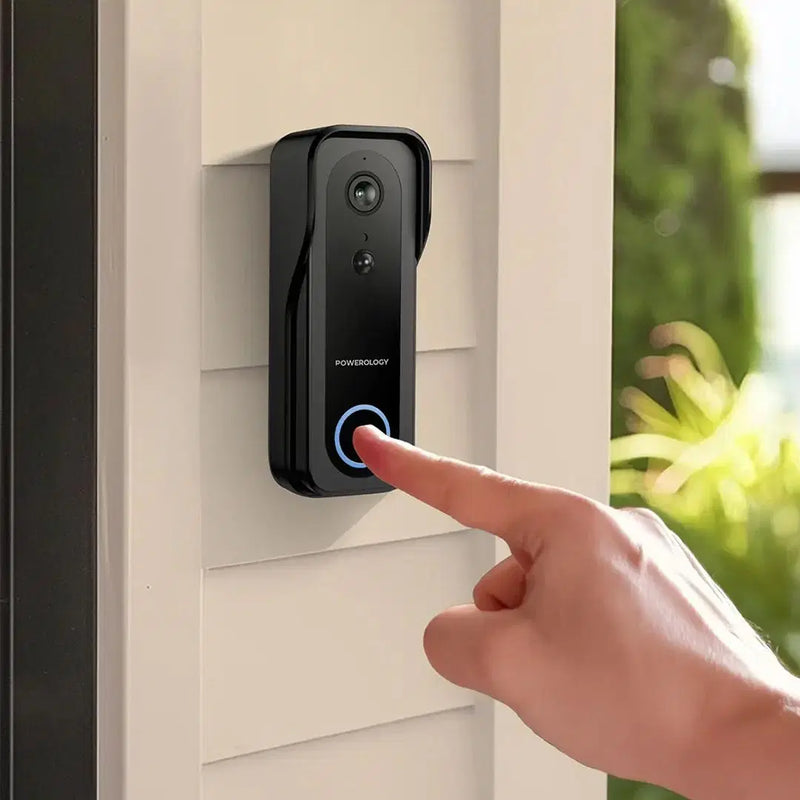 Powerology Smart Doorbell Camera - Black [O] - جرس باب لاسلكي + كاميرا - باورلوجي