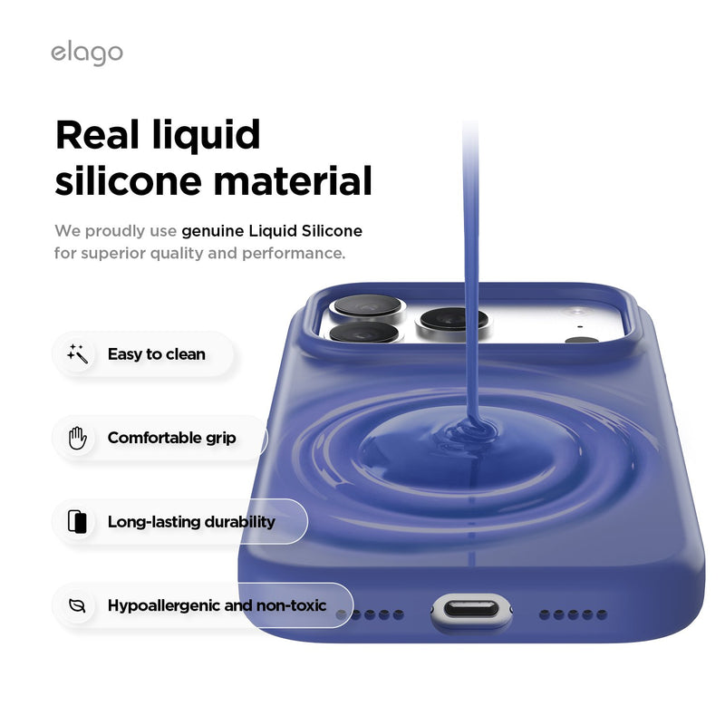 Elago iPhone 17 Pro / Pro Max Magnetic Silicone Case (Camera Control Key Included) - Cobalt Blue  [V] - كفر حماية عالية - سيليكون - ايفون 17 برو / 17 بروماكس - ايلاجو - ماغ سيف
