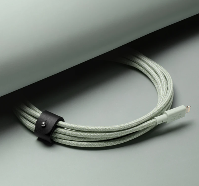 Native Union Belt Cable XL - USB A to Lightning 3M - Sage [V] - سلك شحن ايفون - نيتف يونيون - مقاوم للقطع - 3 متر - كفالة 12 شهر