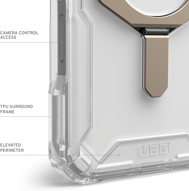 UAG Plyo XTE Magsafe Case for iPhone 16 Pro/16 Pro MAX - Clear/Titanium [V] - كفر حماية عالية - ستاند بالطول و العرض - ماغ سيف