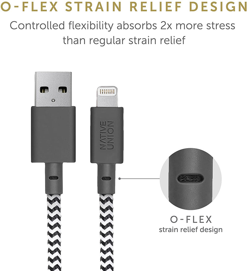 Native Union Belt Cable XL - USB A to Lightning 3M - Zebra [V] - سلك شحن ايفون - نيتف يونيون - مقاوم للقطع - 3متر - كفالة 12 شهر