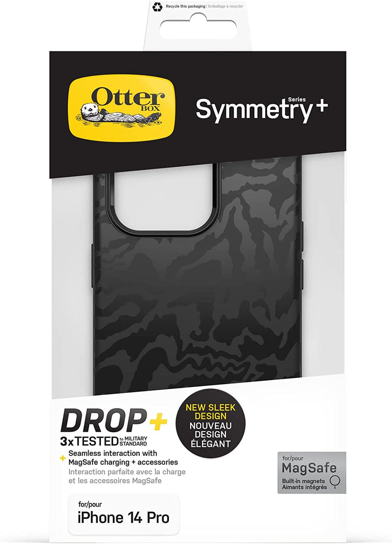 OtterBox iPhone 14 Pro Symmetry Plus MagSafe Case - Limited Edition - Black Fabric [V] - كفر حماية عالية - ماغ سيف