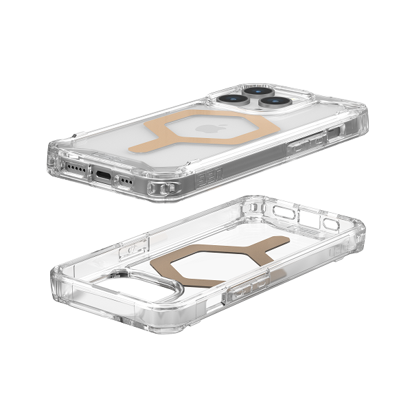 UAG iPhone 15 Pro Max Plyo Magsafe Case -Ice / Gold [V] كفر حماية عالية - ماغ سيف