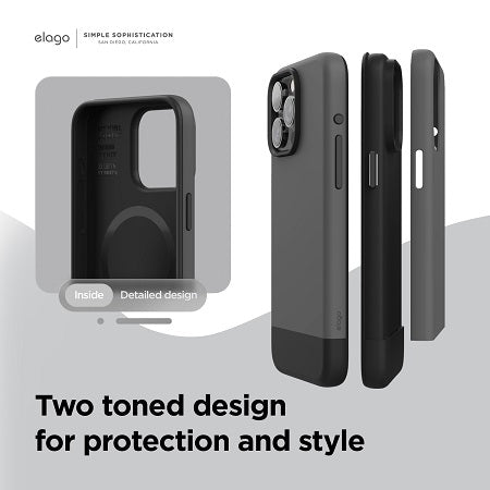 Elago iPhone 15 Pro 15 Pro Max Magsafe Glide Case - Dark Gray / Black [V] كفر ايفون 15برو/15برو ماكس  مع ماجسيف