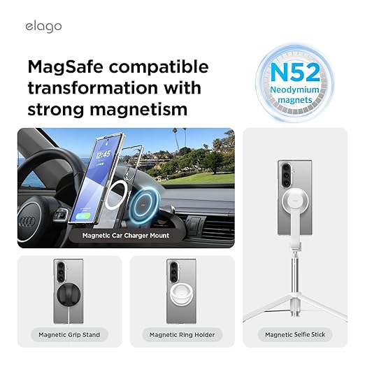 Elago Samsung Galaxy Z Fold 7 Magnetic Clear Case [V] - كفر سامسونج  - حماية عالية - ماغ سيف - شفاف (Copy)
