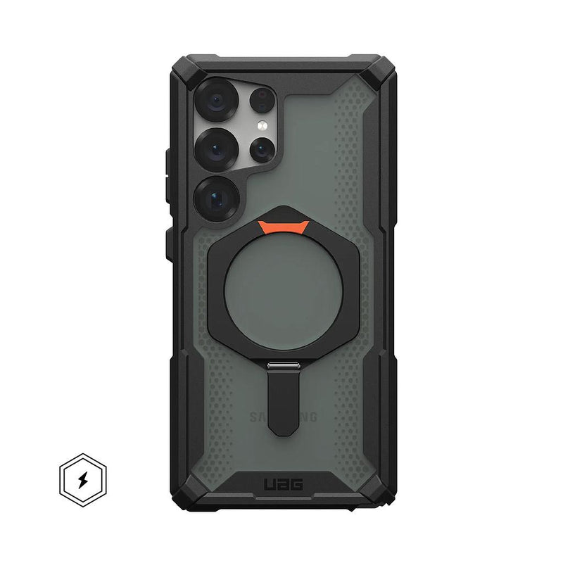 UAG Samsung Galaxy S25 Ultra Plasma XTE Magsafe Case - Black/Orange [V] -  S25 كفر جلاجسي  - حماية عالية - ماغ سيف - مسكه + ستاند - سامسونج ألتر