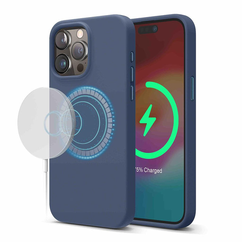 Elago iPhone Magnetic Silicone Case 15 Pro 15 Pro Max - Jean Indigo [V] كفر ايفون 15برو/15برو ماكس  مع ماجسيف