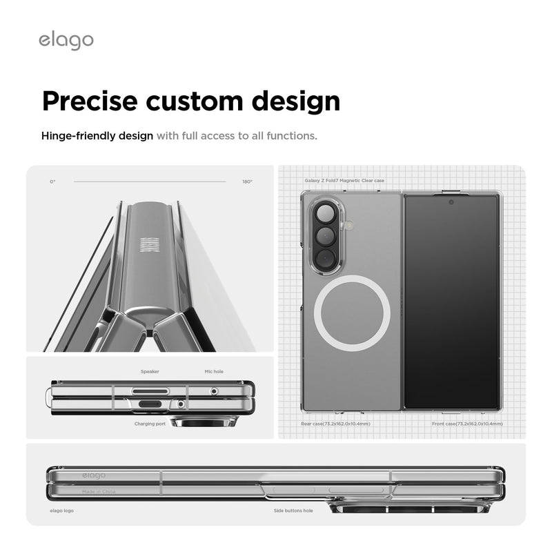 Elago Samsung Galaxy Z Fold 7 Magnetic Clear Case [V] - كفر سامسونج  - حماية عالية - ماغ سيف - شفاف (Copy)
