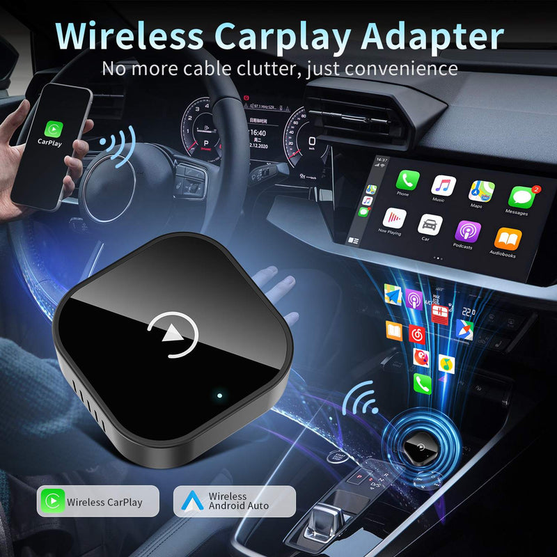 2 in 1 Wired To Wireless CarPlay /Android Auto Dongle (USB-C Adapter Included) [V] - وصلة كار بلاي - بلوتوث - 2 في 1 - يو اس بي + تايب سي - كفالة 12 شهر