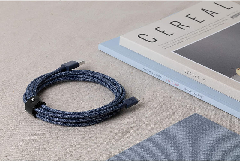 Native Union Belt Cable XL - USB A to Lightning 3M - Indigo [V] - سلك شحن ايفون - نيتف يونيون - مقاوم للقطع - 3متر - كفالة 12 شهر