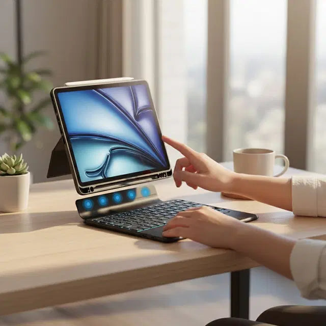 Yesido KB34B Magnetic Keyboard Case iPad  Arabic - Black - كفر ايباد + كيبورد - لوحة مفاتيح عربي / انجليزي + مكان للقلم