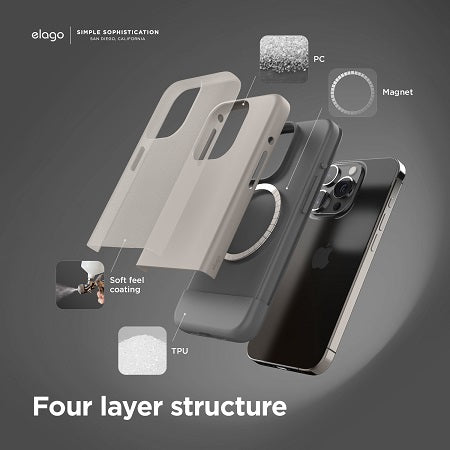 Elago iPhone 15 Pro 15 Pro Max Magsafe Glide Case - Stone / Medium Gray [V] كفر ايفون 15برو/15برو ماكس  مع ماجسيف