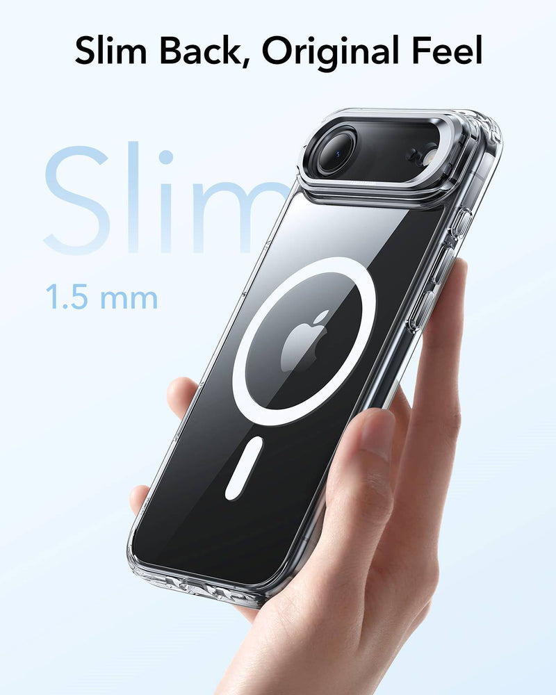 ESR iPhone 17 Air HaloLock Classic Hybrid Case with Stash Stand (Camera Control Button) Case - Clear [V] - كفر حماية عالية - ماغ سيف - ستاند