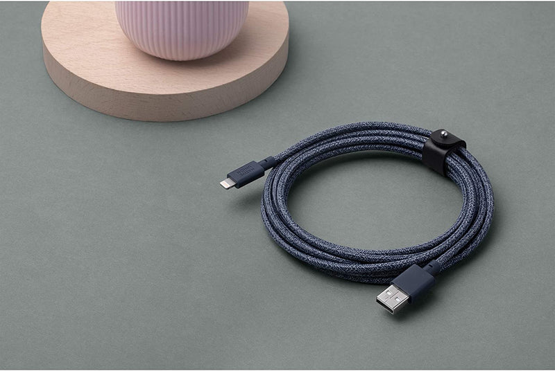 Native Union Belt Cable XL - USB A to Lightning 3M - Indigo [V] - سلك شحن ايفون - نيتف يونيون - مقاوم للقطع - 3متر - كفالة 12 شهر