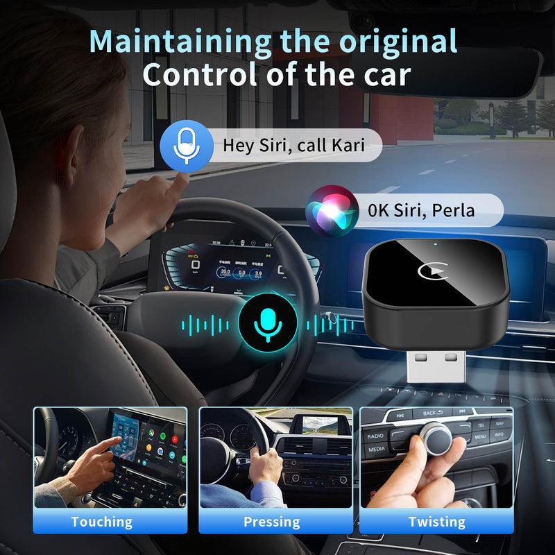 2 in 1 Wired To Wireless CarPlay /Android Auto Dongle (USB-C Adapter Included) [V] - وصلة كار بلاي - بلوتوث - 2 في 1 - يو اس بي + تايب سي - كفالة 12 شهر
