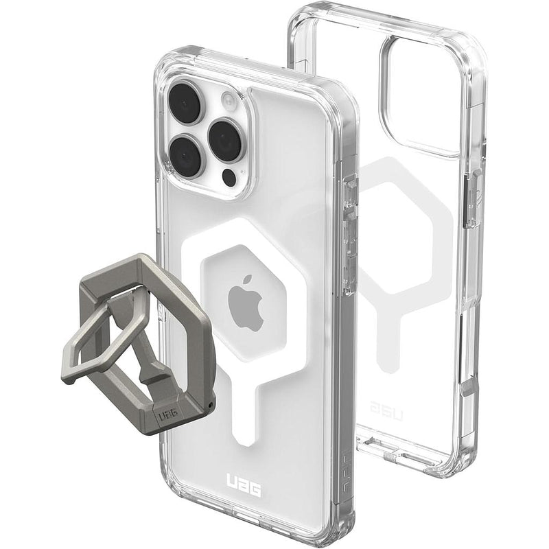 UAG Plyo MagSafe Bundle Case for iPhone 16 Pro/16 Pro MAX - Ice White/Titanium Stand [V] - كفر حماية عالية + ستاند بالطول و العرض - ماغ سيف