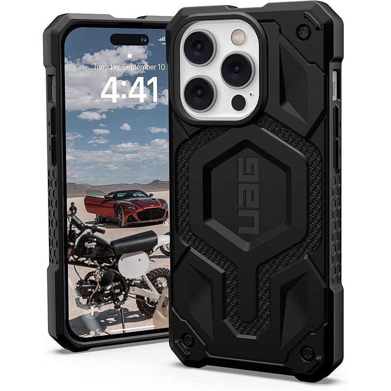 UAG iPhone 14 Pro MagSafe Monarch Pro Kevlar Case - Kevlar Black [V] - كفر ايفون - حماية عالية - مع ماق سيف