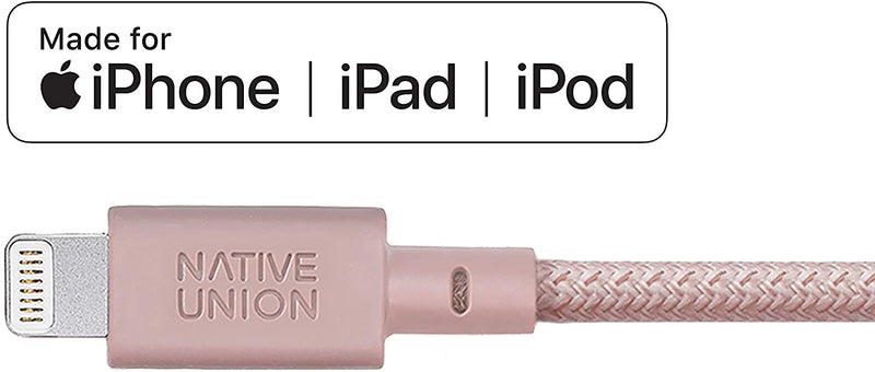 Native Union Belt Cable XL - USB A to Lightning 3M - Rose [V] - سلك شحن ايفون - نيتف يونيون - مقاوم للقطع - 3متر - كفالة 12 شهر