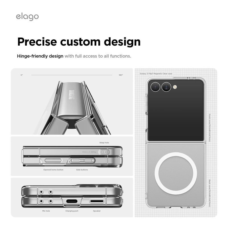 Elago Samsung Galaxy Z Flip 7 Magnetic PC Clear Case [V] - كفر سامسونج  - حماية عالية - ماغ سيف - شفاف