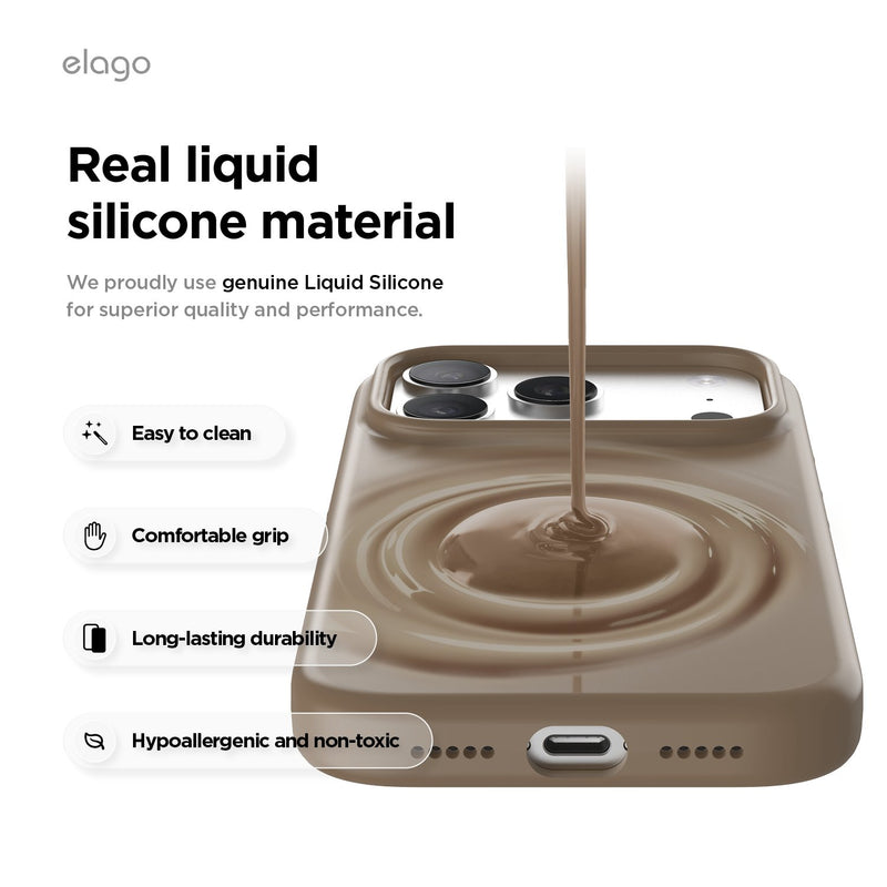 Elago iPhone 17 Pro / Pro Max Magnetic Silicone Case (Camera Control Key Included) - Brown  [V] - كفر حماية عالية - سيليكون - ايفون 17 برو / 17 بروماكس - ايلاجو - ماغ سيف