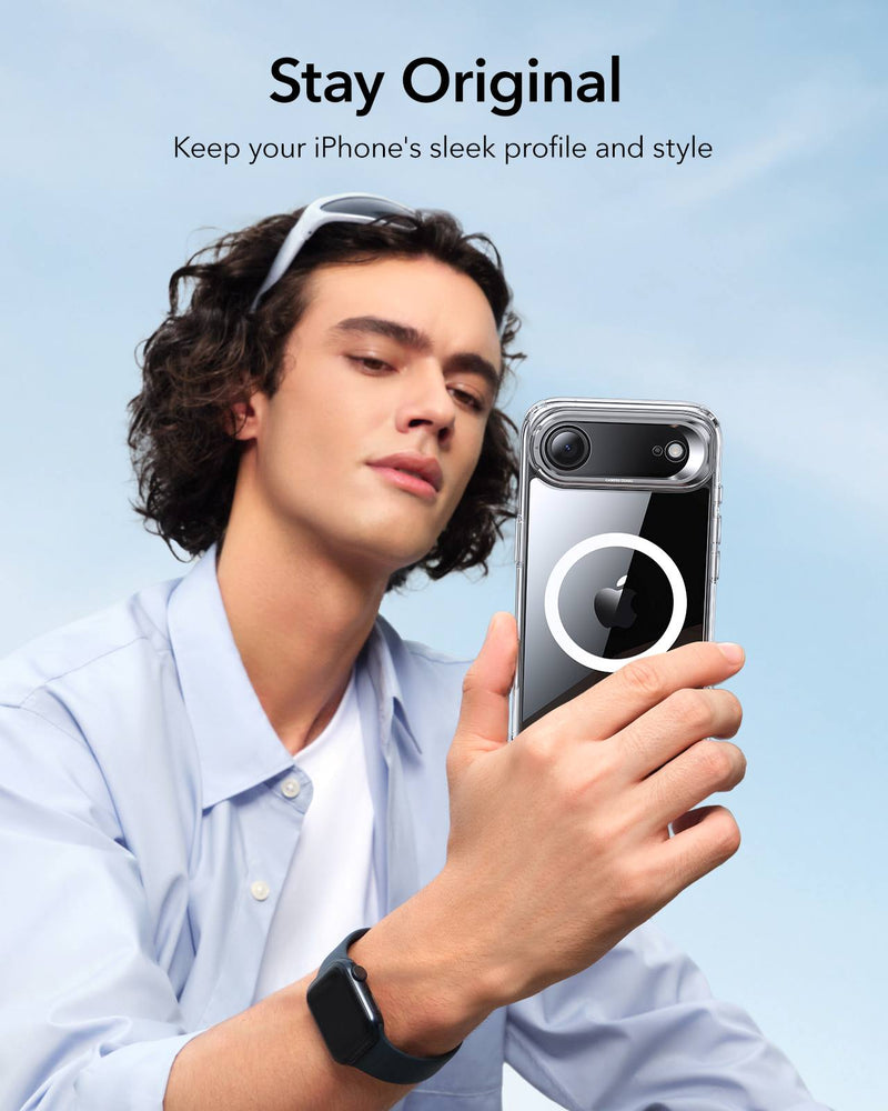 ESR iPhone 17 Air HaloLock Classic Hybrid Case with Stash Stand (Camera Control Button) Case - Clear [V] - كفر حماية عالية - ماغ سيف - ستاند