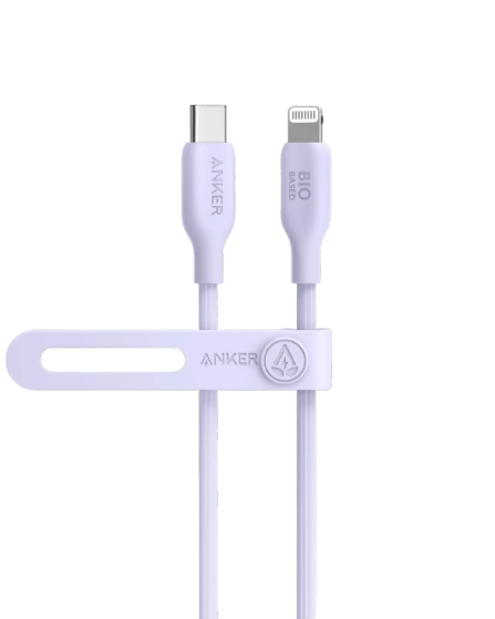 Anker 542 USB-C to Lightning Cable (Bio-Based) (1.8m/6ft) - Violet - سلك شحن ايفون تايب سي - انكر - طول 180 سم - كفالة 18 شهر