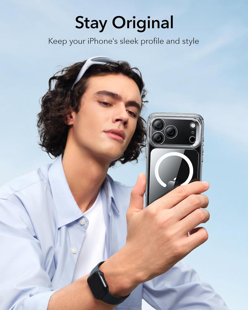 ESR iPhone 17 Pro / 17 ProMax HaloLock Classic Hybrid Case with Stash Stand (Camera Control Button) Case - Clear [V] - كفر حماية عالية - ماغ سيف - ستاند