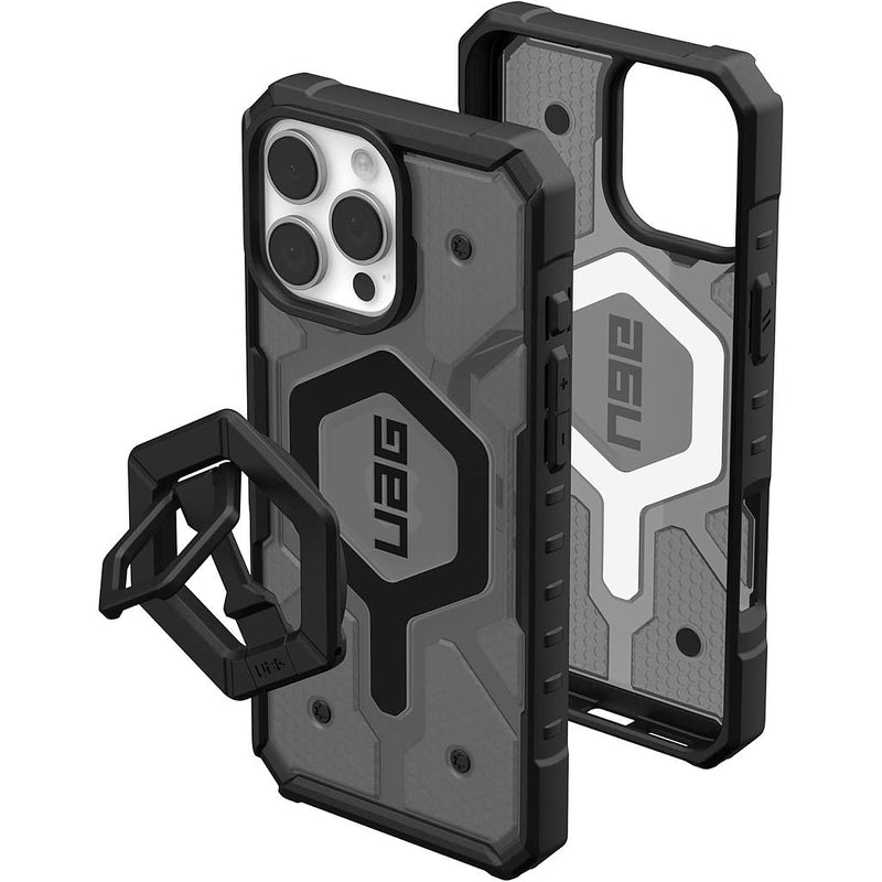 UAG iPhone Magsafe Pathfinder Clear Case for iPhone 16 Pro/16 Pro MAX - Case - Ash / Black Stand [V] - كفر حماية عالية + ستاند بالطول و العرض - ماغ سيف