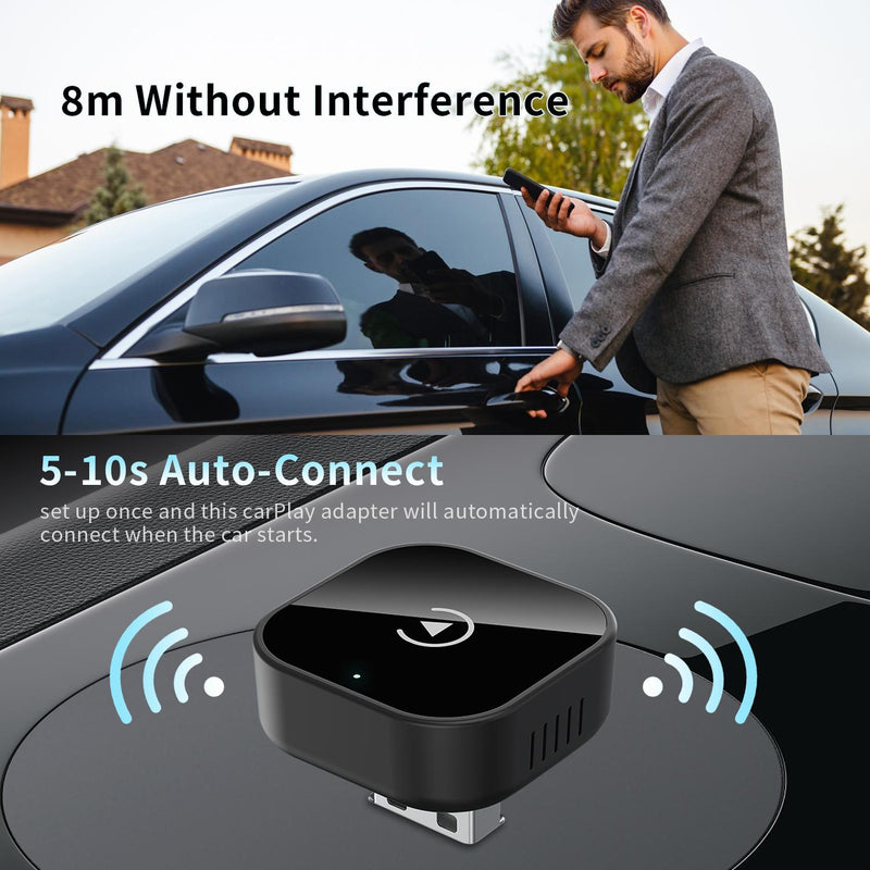 2 in 1 Wired To Wireless CarPlay /Android Auto Dongle (USB-C Adapter Included) [V] - وصلة كار بلاي - بلوتوث - 2 في 1 - يو اس بي + تايب سي - كفالة 12 شهر