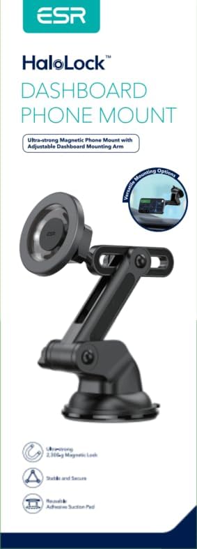 ESR HaloLock Dashboard Phone Mount [V] - ستاند سيارة ماغ سيف - على الجام + الديكور - ذراع طويل