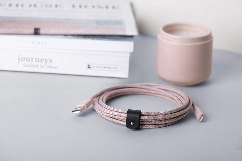 Native Union Belt Cable XL - USB A to Lightning 3M - Rose [V] - سلك شحن ايفون - نيتف يونيون - مقاوم للقطع - 3 متر - كفالة 12 شهر