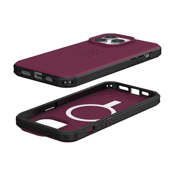 UAG Civilian Magsafe Case for iPhone 15 Pro/15 Pro Max - Bordeaux - [V] - كفر حماية عالية - ماغ سيف