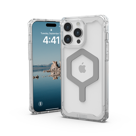 UAG Plyo Magsafe Case for iPhone 15 Pro/15 Pro Max - Ice / Silver [V] -  كفر حماية عالية - ماغ سيف - شفاف