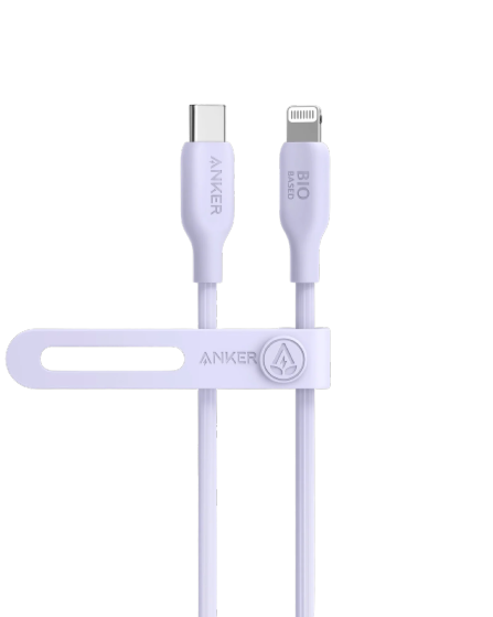 Anker 542 USB-C to Lightning Cable (Bio-Based) (0.9m/3ft) - Violet - سلك شحن ايفون تايب سي - انكر - طول 90 سم - كفالة 18 شهر