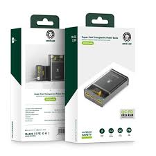 Green Super Fast power bank 20,000mAh - Transparent - بطارية متنقلة - جرين - قوة 20000 - 2 منفذين للشحن الذكي يو اس بي - 1 منفذ تايب سي - شاشة رقمية - قوة 22.5 واط - كفالة 12 شهر