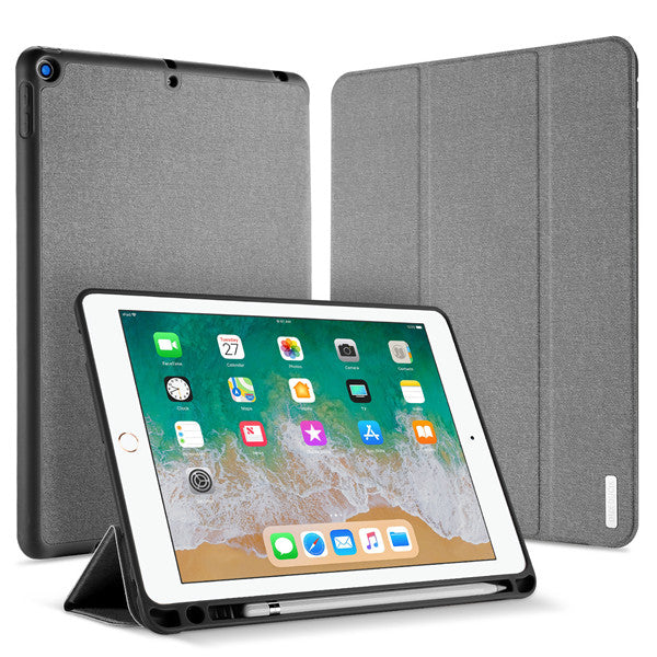 Domo  Case for iPad  (With Apple Pencil Holder & Auto Sleep Wake) - Grey - كفر ايباد -ستاند - مع مكان للقلم