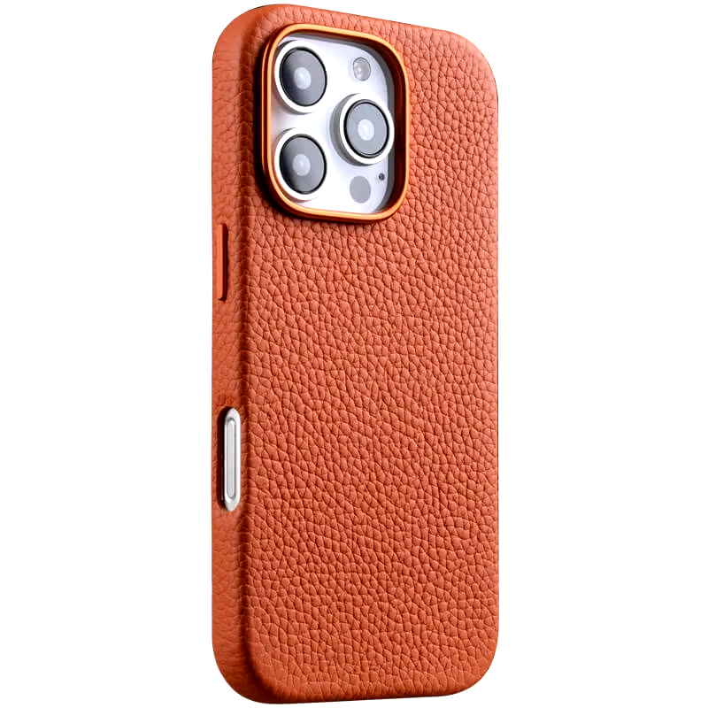 Melkco Origin Paris Magsafe Clemence Leather Regal Cover Case for iPhone 16 Pro / Pro Max - Orange [A] - كفر جلد  حماية عالية - مع ماغ سيف